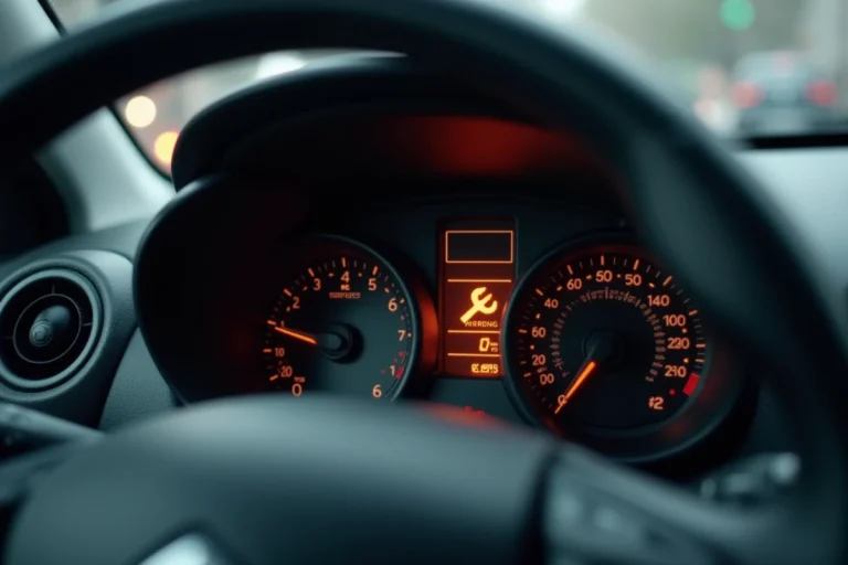 Voyant clé à molette orange allumé sur le tableau de bord d'une Citroën C3